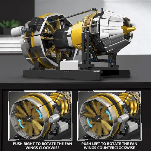 Miniatura 4 de Mould King Juego de construcción de motor de avión de ciudad, modelo de motor turborreactor que funciona con motor, kit de bloques coleccionables