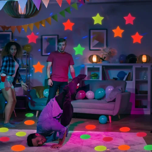 Miniatura 5 de Lincia 100 hojas de papel de neón que brillan para decoración de fiestas, suministros de pista de baile a granel, suministros de pista de baile UV