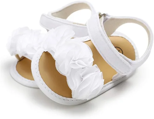 Miniatura 4 de Timatego Infant Baby Girls Summer Sandals with Flower Soft Sole Newborn Toddler First Walker Crib Dress Shoes