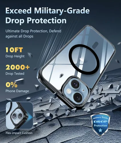 Miniatura 1352 de FNTCASE Funda para iPhone 13 Pro-Max: Fundas magnéticas transparentes compatibles con Magsafe Slim anti amarillamiento protección contra caídas