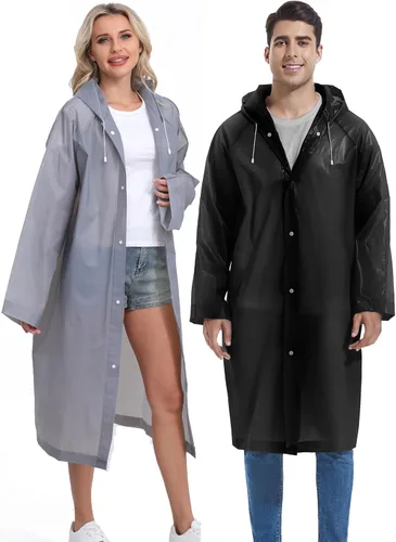Miniatura 118 de 2 abrigos de lluvia de Borogo para adultos, chaquetas de lluvia reutilizables para hombres y mujeres