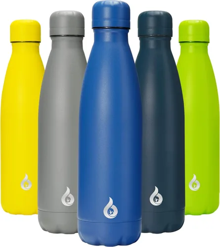 Miniatura 73 de BJPKPK Botella de Agua Aislada 17oz Botellas de Agua de Acero Inoxidable Apta para Lavavajillas Metal Térmica Mantiene Frío y Caliente, Gris Niebla