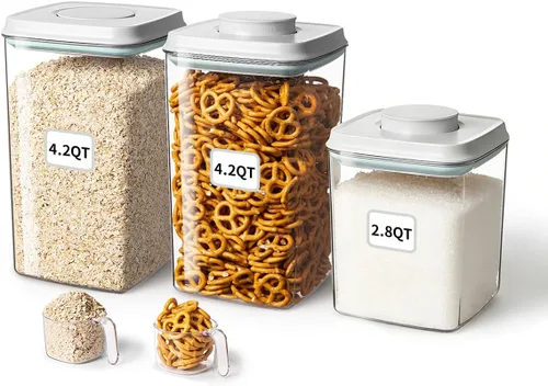 Miniatura 11 de Ankou Recipiente hermético de almacenamiento de alimentos con tapa y cuchara de 4.4 fl oz, 4 L/4.2 cuartos de galón sin BPA, contenedor de arroz