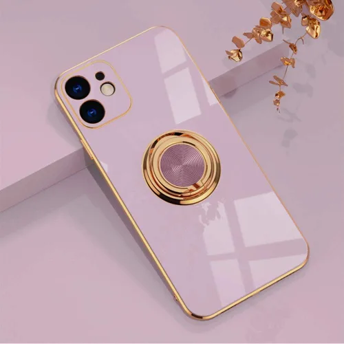Miniatura 100 de Compatible con iPhone 11 Kickstand, anillo de rotación de 360 grados integrado con borde de oro rosa brillante que funciona con soporte magnético