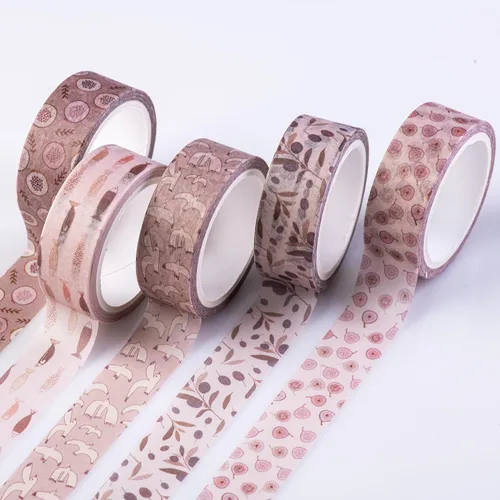 DIVERSEBEE Juego de Cinta Washi Pastel, 5 Rollos de Cinta Decorativa para Álbum de Recortes, Cinta de Manualidades Linda, Suministros para Álbumes