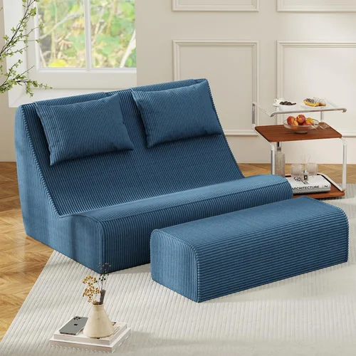 Miniatura 18 de Silla Puf Gigante para Adultos, Tumbona de Pana con Soporte Inigualable para la Espalda, Almohada Cervical Desmontable, Otomana Cómoda y Funda