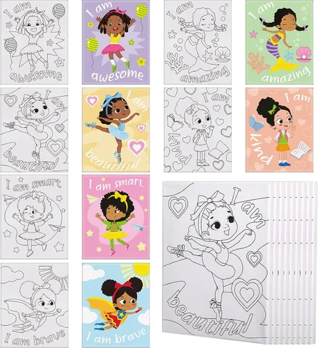 Tatuo 6 lienzos predibujados para mujeres negras para pintar de 8 x 10 pulgadas, kit de pintura y sorbo de contorno estirado para adultos, regalos