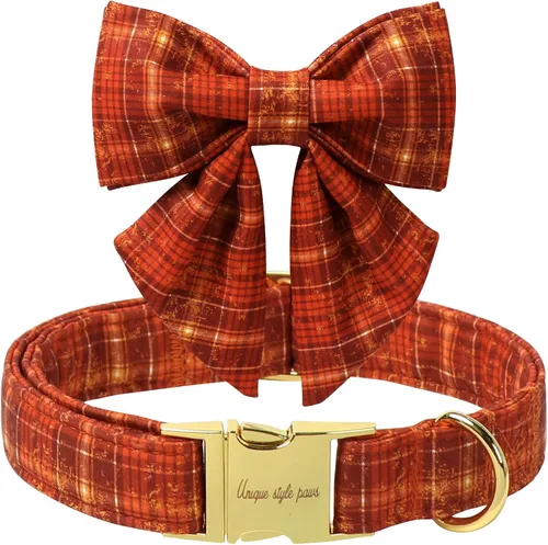 Miniatura 24 de Unique style paws Collar de perro de color verde sedoso, ajustable, duradero, con lazo para boda, collar de pajarita para cachorros y gatos pequeños