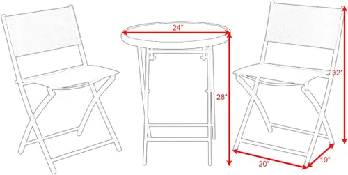 Miniatura 7 de Giantex Juego de mesa de bistró, juego de 3 piezas para patio, mesa y sillas plegables al aire libre, juego de comedor plegable para patio, juego