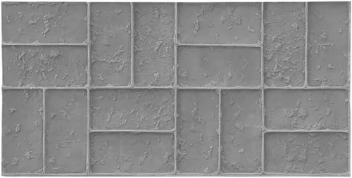 Sello de hormigón tejido de ladrillo desgastado, patrón clásico de pavimentador, tapete texturizado de poliuretano resistente, detalle decorativo