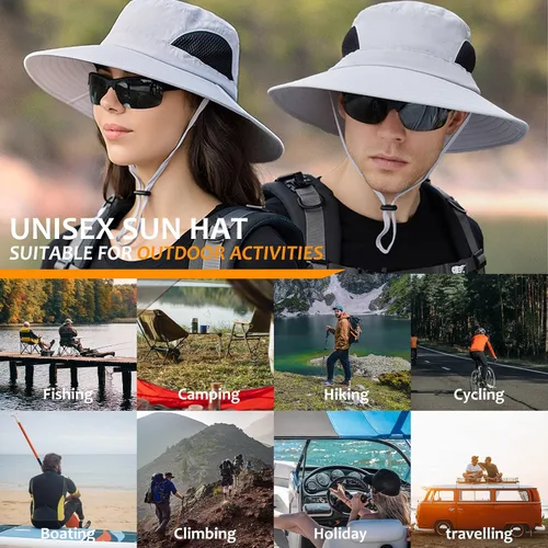 Miniatura 6 de Surblue Sombrero de sol para mujeres/hombres, sombrero de pesca con protección UV UPF 50+ sombrero de pescador de ala ancha Caqui