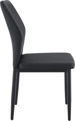 Miniatura 7 de Juego de 4 sillas de comedor, modernas sillas de comedor tapizadas de piel sintética con patas de metal negro, juego de 4 sillas de cocina