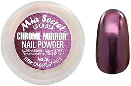 Mia Secret Espejo cromado para decoración de uñas, 0.07 oz, elige el tuyo (piedra de rubí)