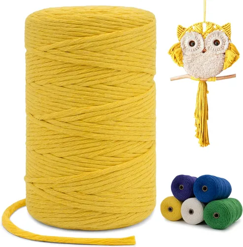 Miniatura 92 de Cuerda de macramé de una sola hebra de 0.197 in x 110 yardas, cuerda de macramé de algodón natural de 0.197 in, cuerda de algodón grueso para colgar