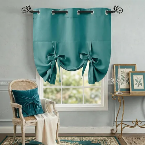 Miniatura 25 de Pony Dance Persianas Opacas para Ventanas - Juego de Cortinas Enrollables y Cenefas Estilo Romano Globo con Ojales en la Parte Superior para Verde