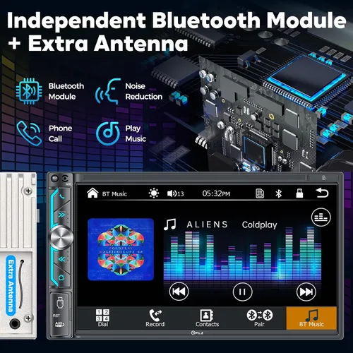 Miniatura 4 de PLZ Radio de estéreo de coche de 7" inalámbrico de doble DIN Apple Carplay para receptores de audio de coche, Bluetooth, pantalla táctil Car Play
