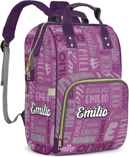 Miniatura 17 de Bolsas de bebé con nombre personalizado, mochila de nylon personalizada para bebé niño mamá, gran capacidad, impermeable, multifuncional, correas