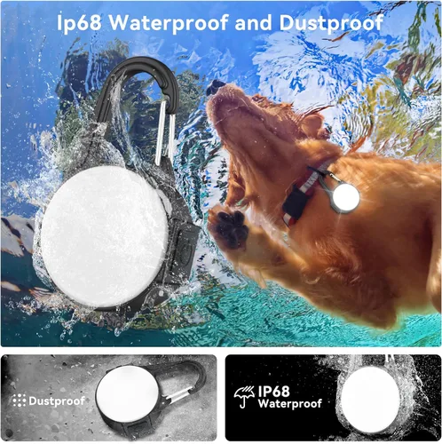 Miniatura 4 de Luces de perro para caminar por la noche, 4 modos IP68 impermeable collar de perro luz para clip nocturno, recargable de alta capacidad con 2 cables