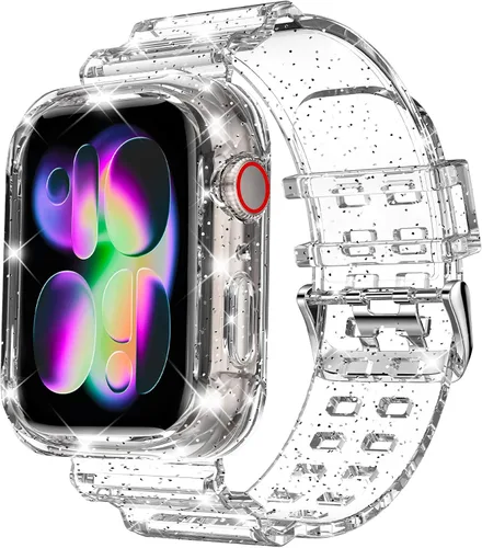 Miniatura 71 de DABAOZA - Correa compatible con Apple Watch de 49 mm, 46 mm, 45 mm, 44 mm, 42 mm, 41 mm, 40 mm, 38 mm, con protector, correa de TPU brillante
