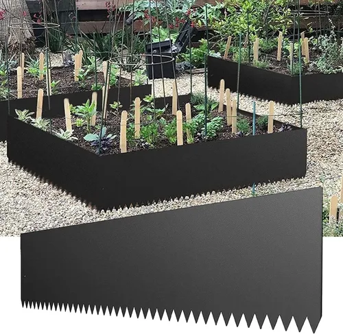 Miniatura 7 de Paquete de 4 bordes de acero galvanizado, borde de césped de metal resistente, 8 pulgadas resistente al óxido, borde de jardín fácil de doblar