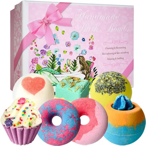 STNTUS INNOVATIONS Bombas de baño, juego de 7 bombas de baño naturales, hechas a mano para mujeres y niños, regalos para mamá, novia, regalos del