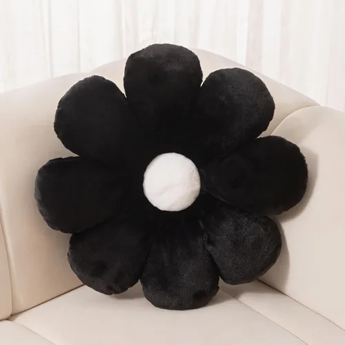 FIONOUT Almohada de flores, almohadas negras de 17.7 pulgadas, almohadas decorativas negras, almohada de flores, cojines de piso de flores para Negro