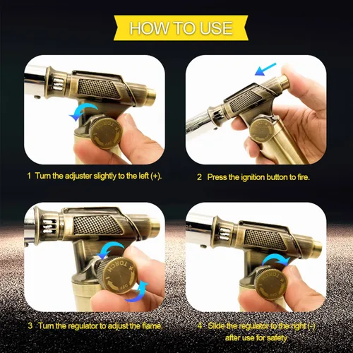 Miniatura 4 de FunOwlet Encendedor de butano recargable, sopletes de soldadura de metal de alta calidad con llama de precisión ajustable para cocina culinaria