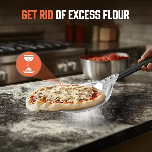 Miniatura 5 de BIG HORN OUTDOORS Pela de pizza – Pela de torneado de pizza de 7 pulgadas con aluminio anodizado antiadherente para torneado y horneado sin
