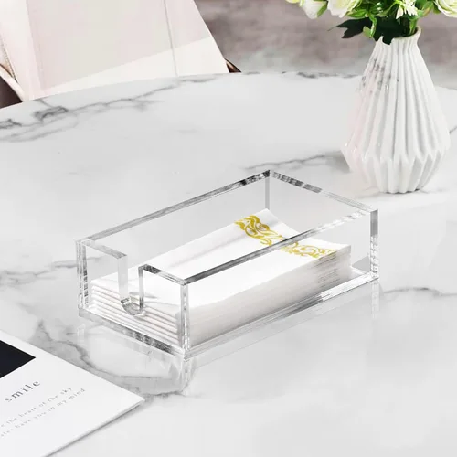 Miniatura 7 de Servilletero acrílico – Bandeja transparente más gruesa para toallas de invitados para baño, cocina, comedor, toallas de mano de papel desechables