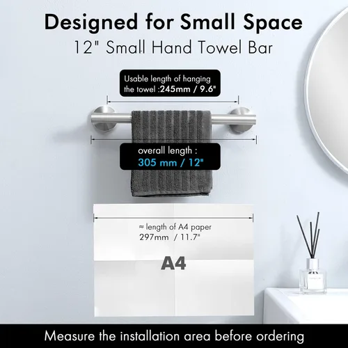 Miniatura 2 de Toallero KES para toalla de baño, cocina, mano, paños para trastes, hecho de acero inoxidable a prueba de óxido, montaje de pared, SUS304, 12