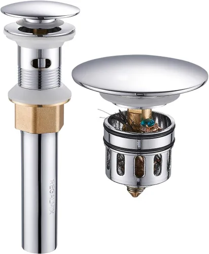 Desagüe para lavabo, drenaje emergente para baño con tapón de cesta desmontable, colador de drenaje antiexplosión y antiobstrucción, conjunto de