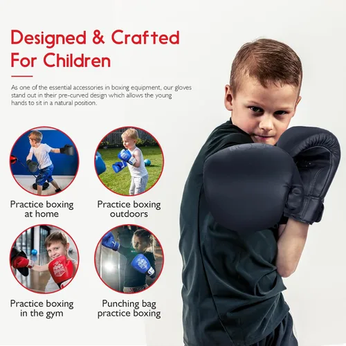 Miniatura 4 de Guantes de boxeo para niños y niñas, guantes de entrenamiento de boxeo juvenil para niños de 3 a 15 años, guantes de boxeo para sparring para niños
