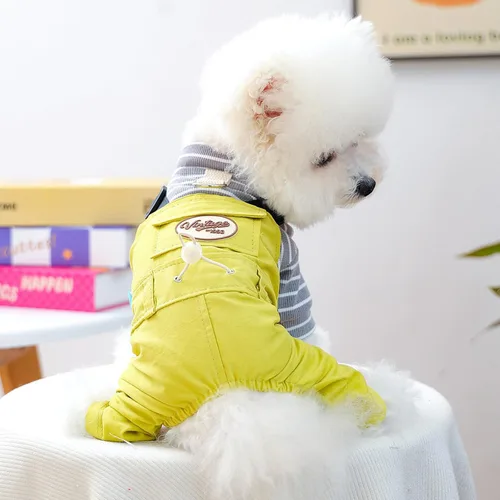 Miniatura 7 de Ropa de invierno para perros, camisas a cuadros para mascotas, elegante mono con babero para perros pequeños, lindos dibujos animados, monos