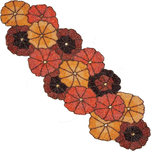 Miniatura 13 de Camino de mesa con cuentas de 13 x 36 pulgadas, elegante centro de mesa de comedor con cuentas de vidrio y parte trasera de poliéster, camino Oro