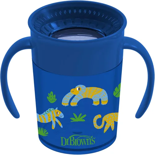 Miniatura 25 de Dr. Brown's Milestones Cheers 360 - Vaso de transición sin boquilla, apto para viajes y sin fugas, para bebés y niños pequeños, animales azul/verde