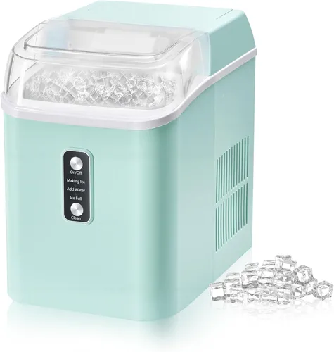 Miniatura 12 de DUMOS Máquina de hielo para encimera con asa, máquina de hielo portátil de 26 libras/24 horas, 9 cubos de bala listos en 6 minutos, autolimpiante