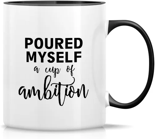 Miniatura 6 de Retreez Taza divertida – Taza de café de cerámica de 11 onzas con texto en inglés «Poured Myself a Cup of Ambition Entrepreneur», regalos