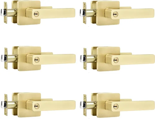 Miniatura 23 de Leydebong - Paquete de 4 picaportes resistentes para entrada con llave, manija dorada, llaves iguales/combo con llave, reversible para la izquierda
