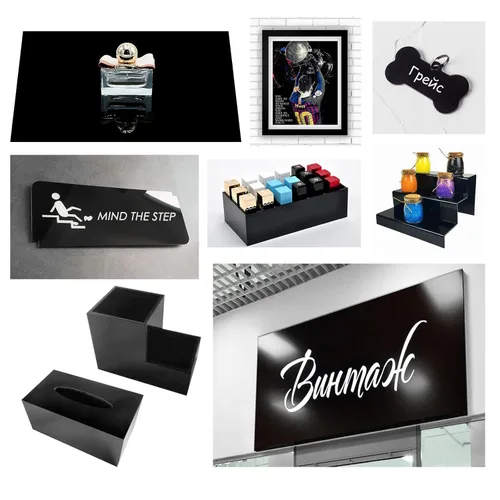Miniatura 7 de Hoja acrílica negra de 12 x 16 x 1/8 pulgadas, paquete de 2 hojas de plexiglás fundido negro, alternativa de vidrio para letreros de bricolaje