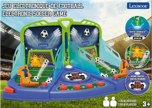 Miniatura 6 de LEXiBOOK, Juego de fútbol electrónico con efectos de luz y sonido para 2 jugadores, azul/verde, JG945
