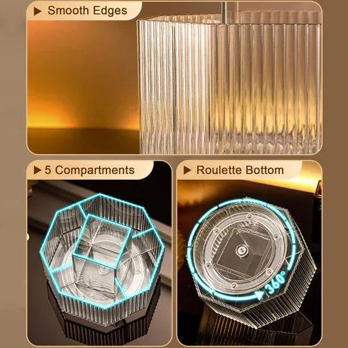 Miniatura 7 de LINFIDITE Organizador de maquillaje giratorio de 360° con soporte, caja de exhibición de cosméticos transparente, organizador de brochas