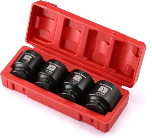 Miniatura 6 de MIXPOWER Juego de llaves de impacto de 1/2 pulgada, pulgadas, Cr-Mo, 6 puntos, 1-13/16", 1-7/8", 1-15/16", 2", 2", 4 piezas 1/2" Dr. Juego de llaves