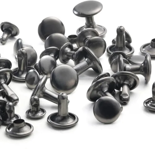 Miniatura 3 de YORANYO Juego de 340 remaches de cuero de tamaño mixto - Remaches de doble tapa para ropa, zapatos, bolsos, cinturones - Metal de color gris acero