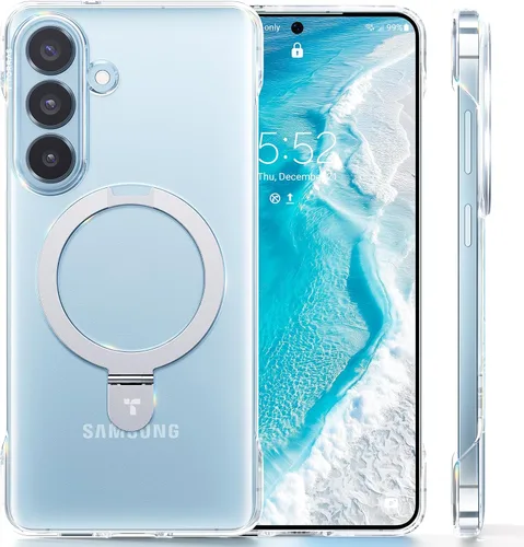 Miniatura 16 de TORRAS Funda magnética de albaricoque pálido para Galaxy S25 Ultra [compatible con Magsafe] soporte de anillo, a prueba de golpes, translúcida