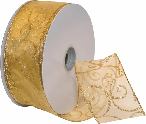 Miniatura 17 de Morex Ribbon Cintas transparentes con purpurina con espiral, cinta navideña para manualidades y decoraciones de Navidad, envoltura de regalos, 1.5