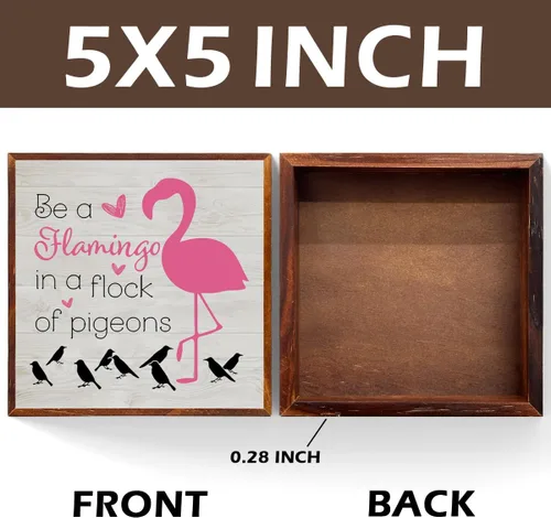 Miniatura 2 de Decoración de flamenco para decoración de verano para el hogar, escritorio de flamenco, inspirador, día soleado, caja de madera, letrero de madera