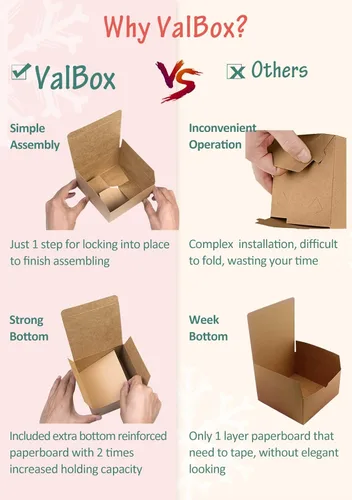 Miniatura 3 de ValBox Cajas de regalo de 8 x 8 x 4 pulgadas, 12 cajas de regalo de papel marrón con tapas para regalos, regalo de boda, caja de propuesta de dama
