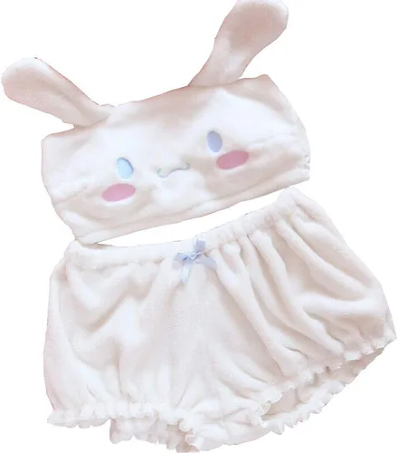 BZB Kawaii Anime Cute Pajamas Set for Women Sweet Lovely Velvet Tube Top and Shorts Sleepwear Suits