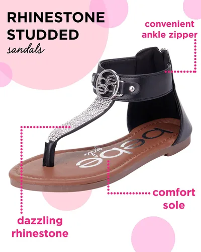 Miniatura 2 de bebe Sandalias para niñas Sandalias de vestir con tanga con diamantes de imitación, puntera abierta, zapatos de Pascua y verano para niñas pequeñas