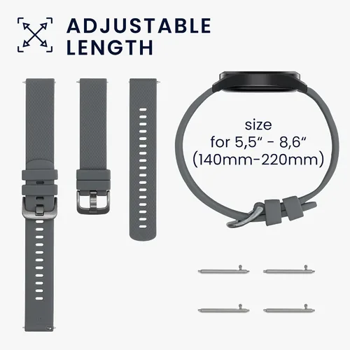 Miniatura 5 de kwmobile Correas compatibles con Willful Fitnesstracker/Smartwatch Straps – 2 correas de silicona de repuesto – Negro/Rosa polvoriento